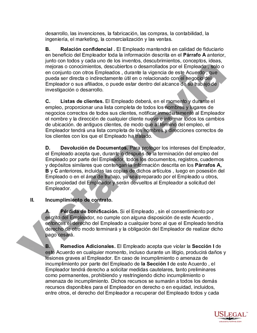 Preview Acuerdo de confidencialidad del empleado