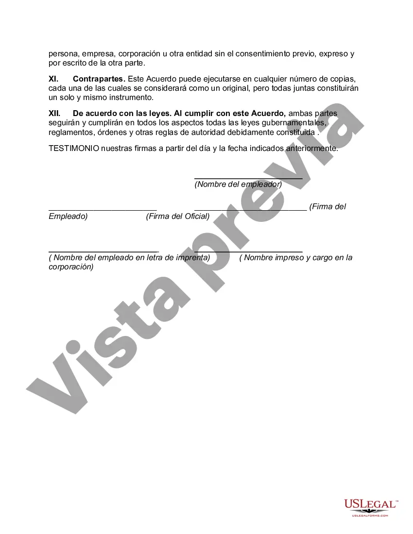 Preview Acuerdo de confidencialidad del empleado