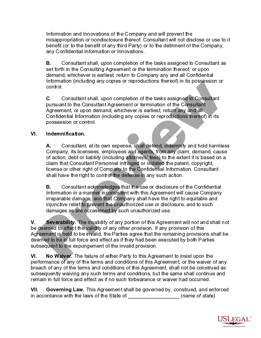 Preview Consultant Confidentiality and Nondisclosure Agreement Covering Trademarks, Trade Secrets, Computer Programs, Data Bases, Developmental or Experimental Work and other Confidential Information