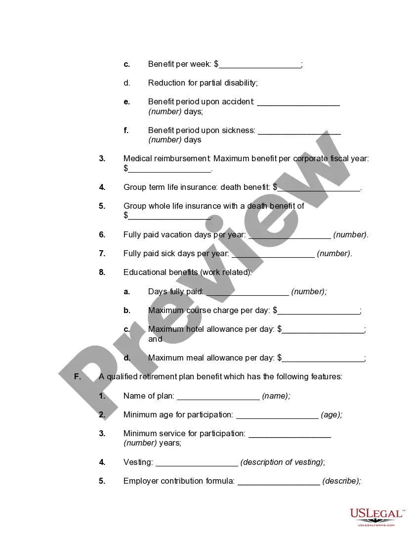 Preview General Form of Employment Agreement for Professional Corporation