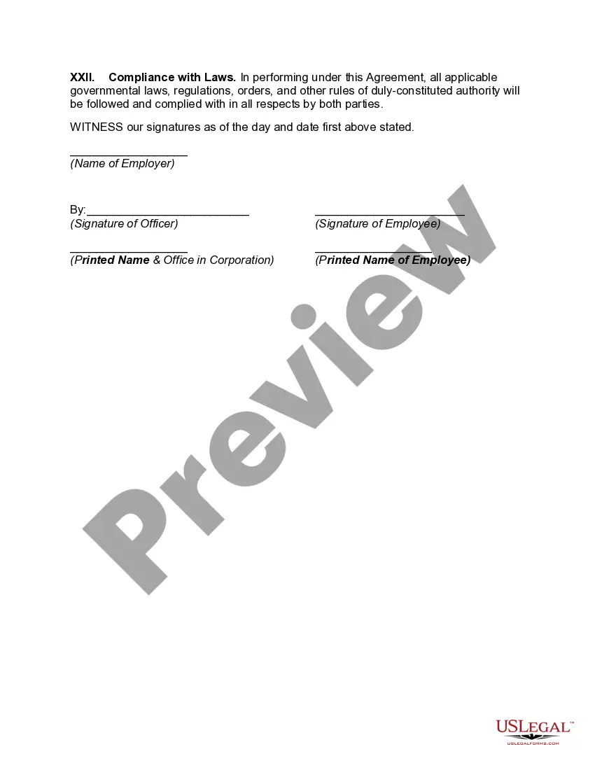 Preview General Form of Employment Agreement for Professional Corporation