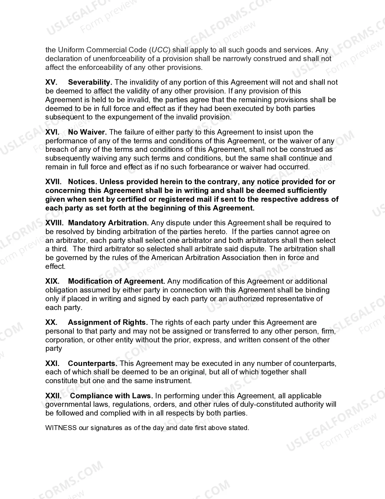 Preview Master Sales Agreement of Equipment