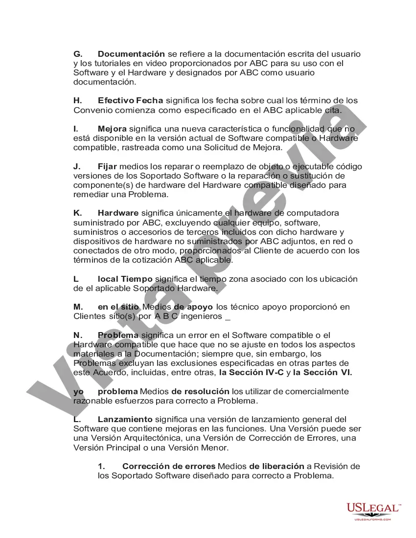 Preview Acuerdo de mantenimiento y soporte técnico de software y hardware
