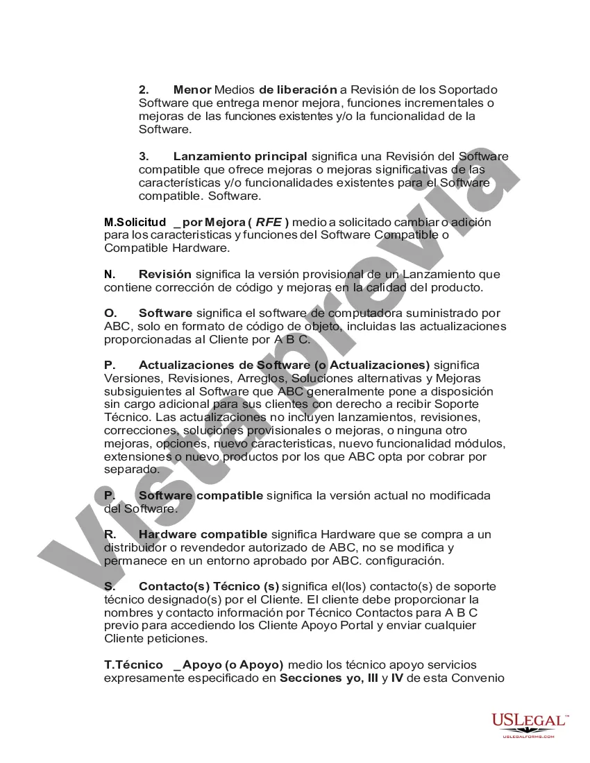 Preview Acuerdo de mantenimiento y soporte técnico de software y hardware
