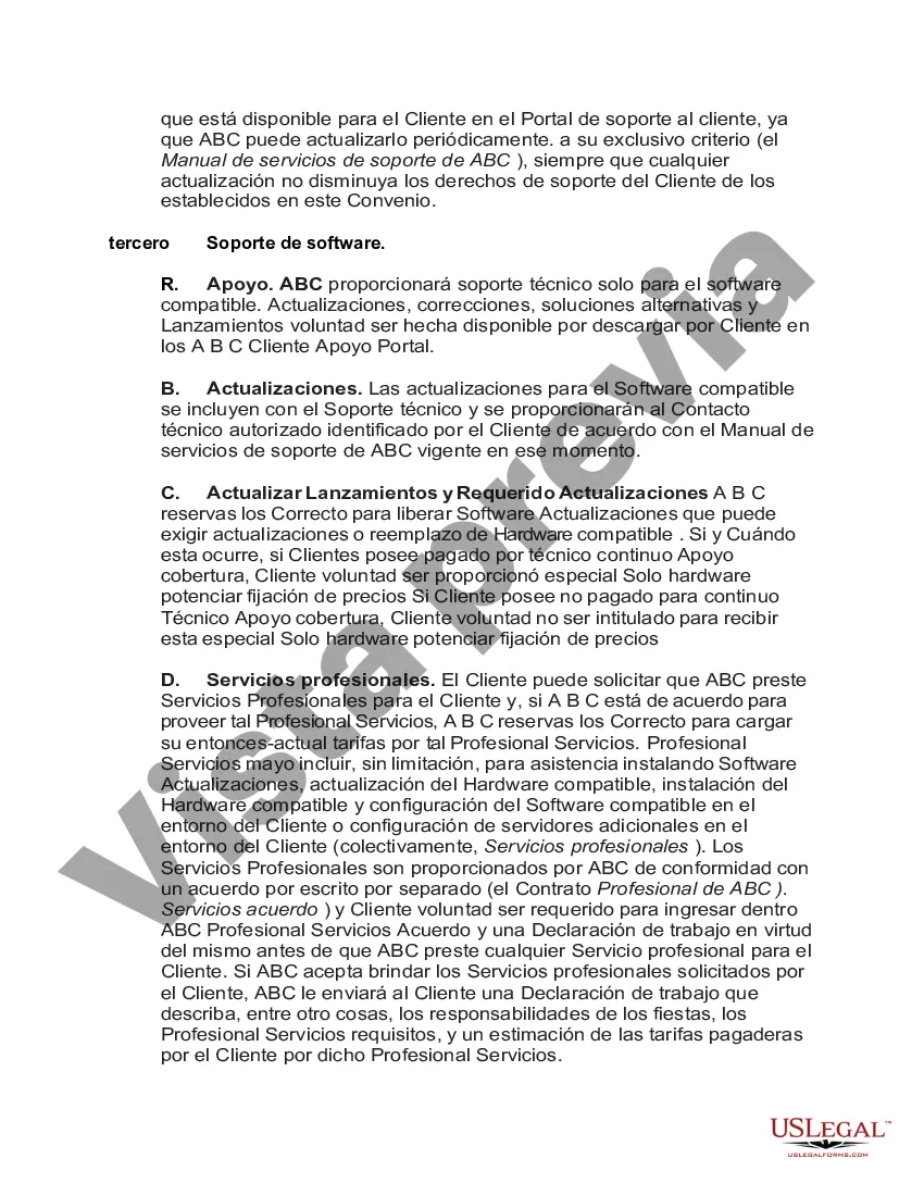 Preview Acuerdo de mantenimiento y soporte técnico de software y hardware