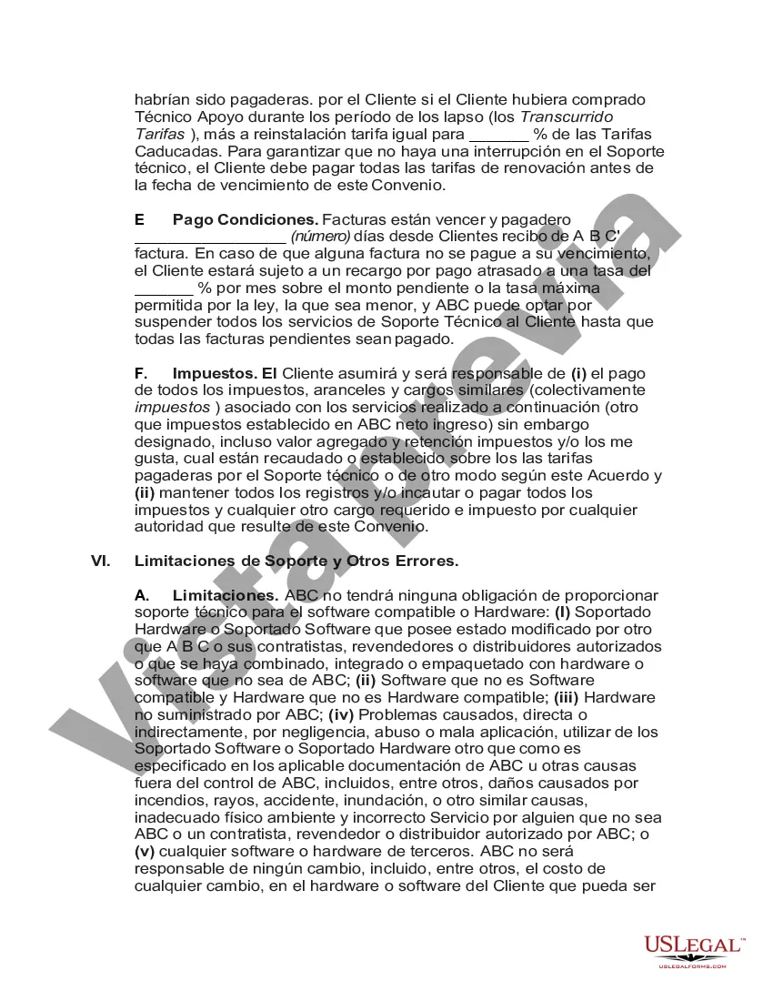 Preview Acuerdo de mantenimiento y soporte técnico de software y hardware