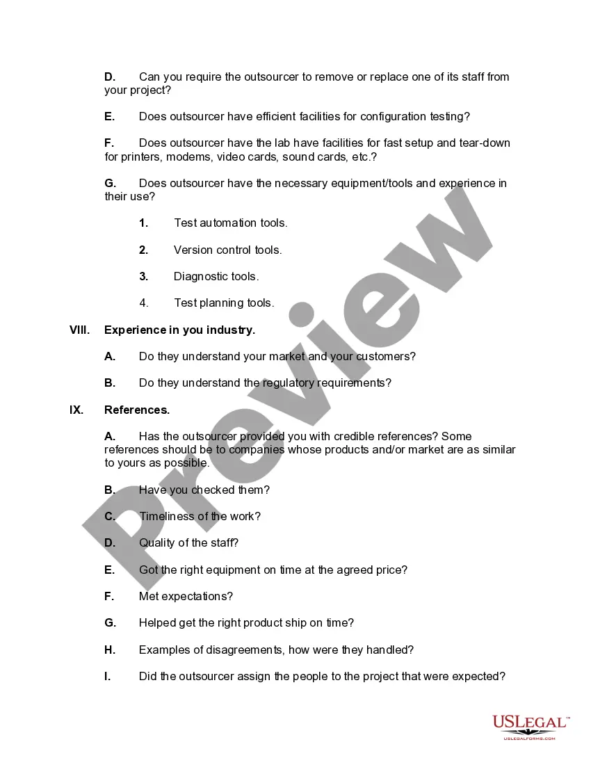 Get Checklist for Software Testing Outsourcing Preview Checklist for Software Testing Outsourcing
