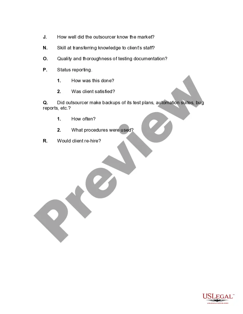 Get Checklist for Software Testing Outsourcing Preview Checklist for Software Testing Outsourcing