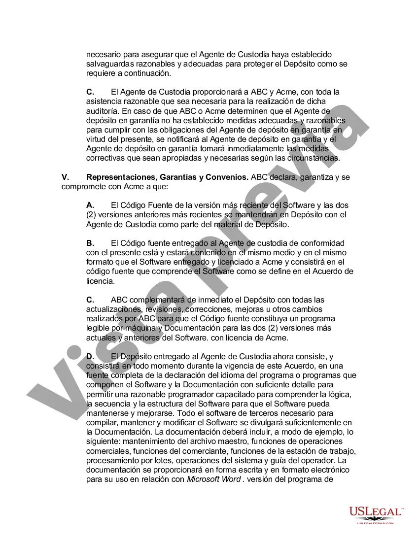 Get Acuerdo de depósito en garantía para el código fuente del software Preview Acuerdo de depósito en garantía para el código fuente del software