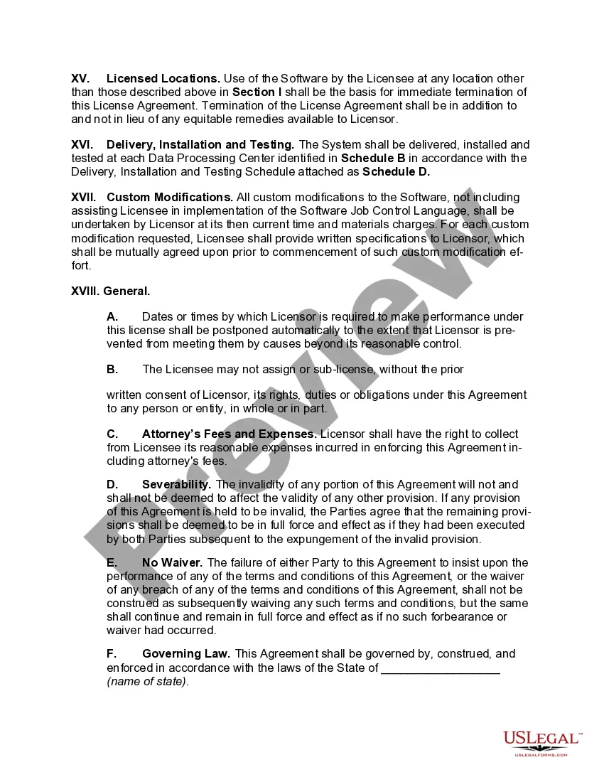 Preview Perpetual Nontransferable Nonexclusive Vendor-Oriented Software License Agreement