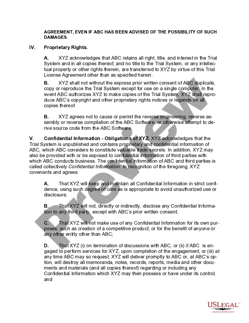 Get Trial License Agreement to Allow Evaluation of Software Product Preview Trial License Agreement to Allow Evaluation of Software Product