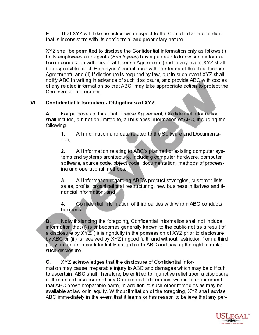 Get Trial License Agreement to Allow Evaluation of Software Product Preview Trial License Agreement to Allow Evaluation of Software Product