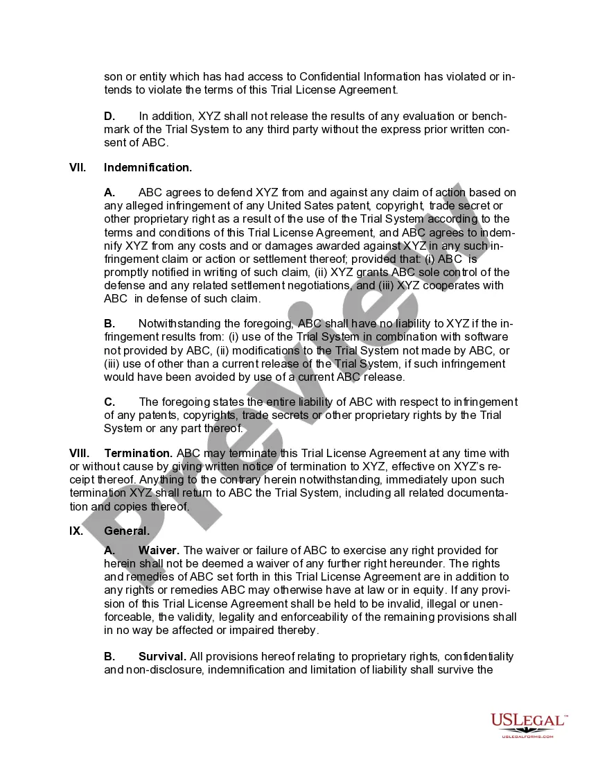 Get Trial License Agreement to Allow Evaluation of Software Product Preview Trial License Agreement to Allow Evaluation of Software Product