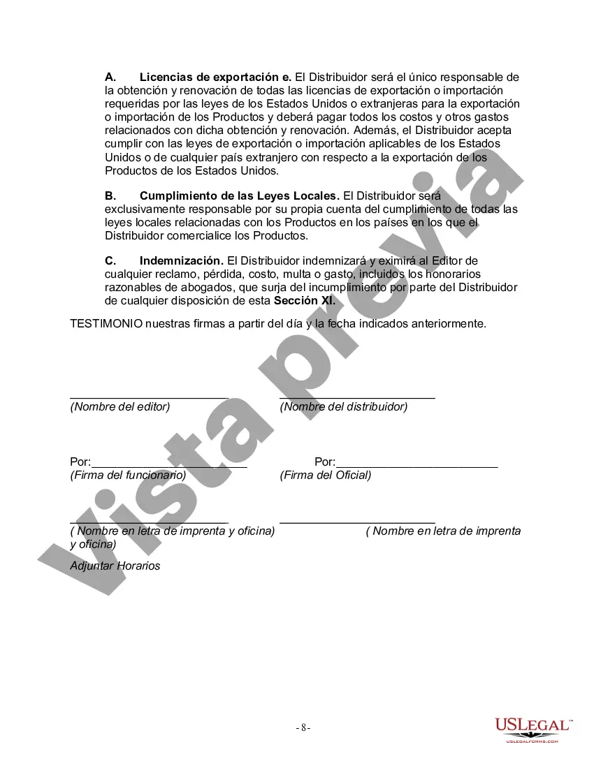 Preview Acuerdo de distribución de software entre el editor y el distribuidor