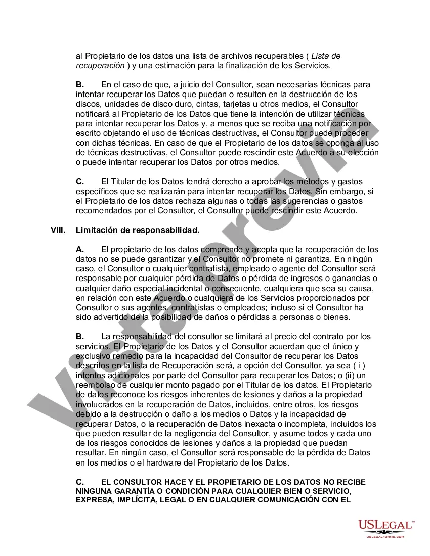 Preview Acuerdo de recuperación de datos
