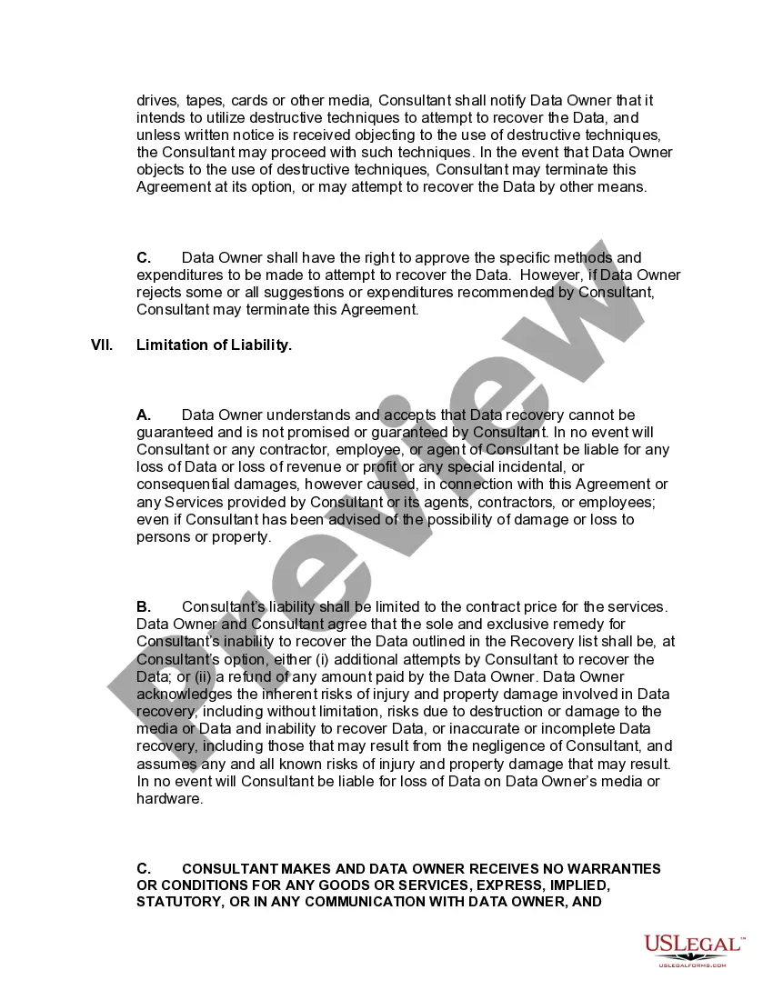 Get Data Recovery Agreement Preview Data Recovery Agreement