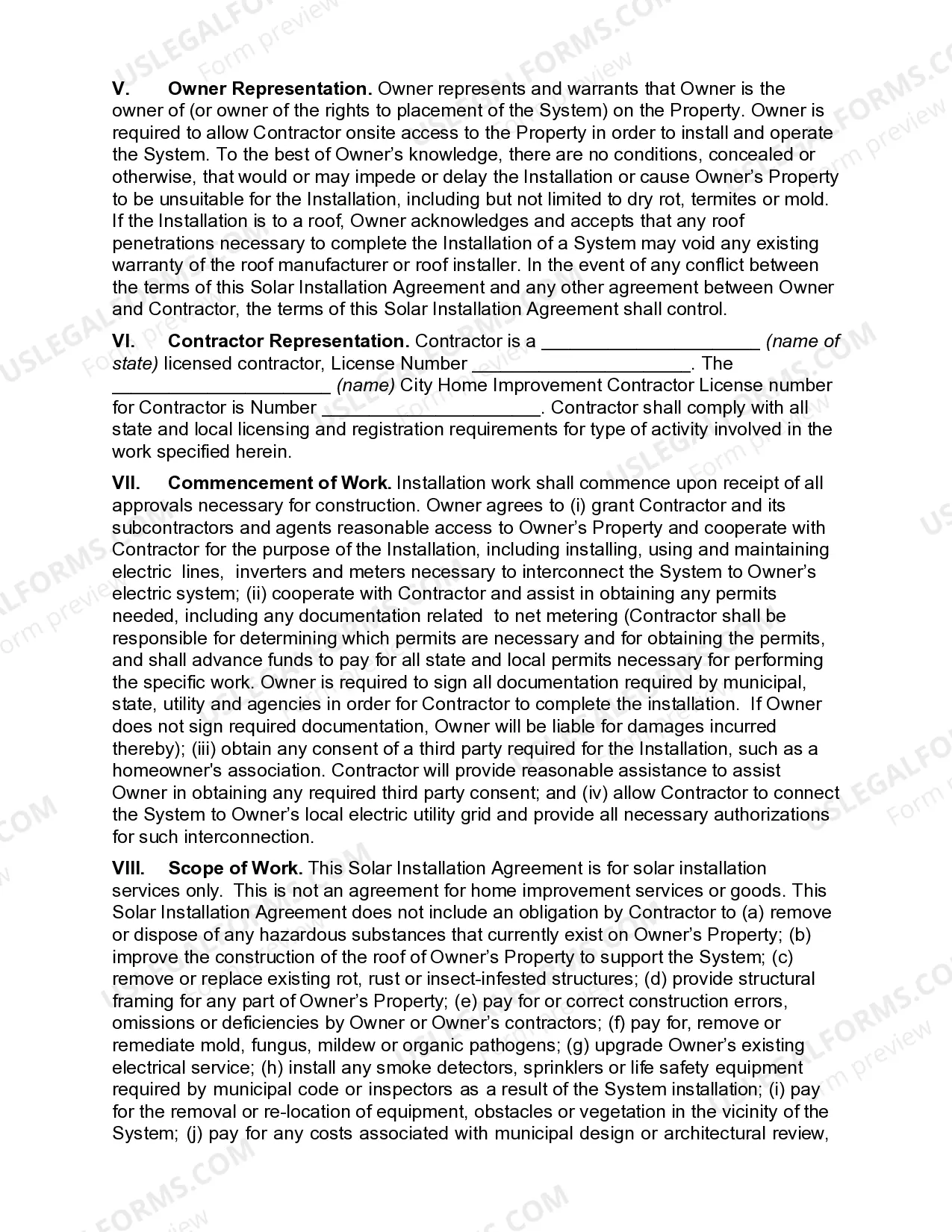 Preview Solar Installation Agreement