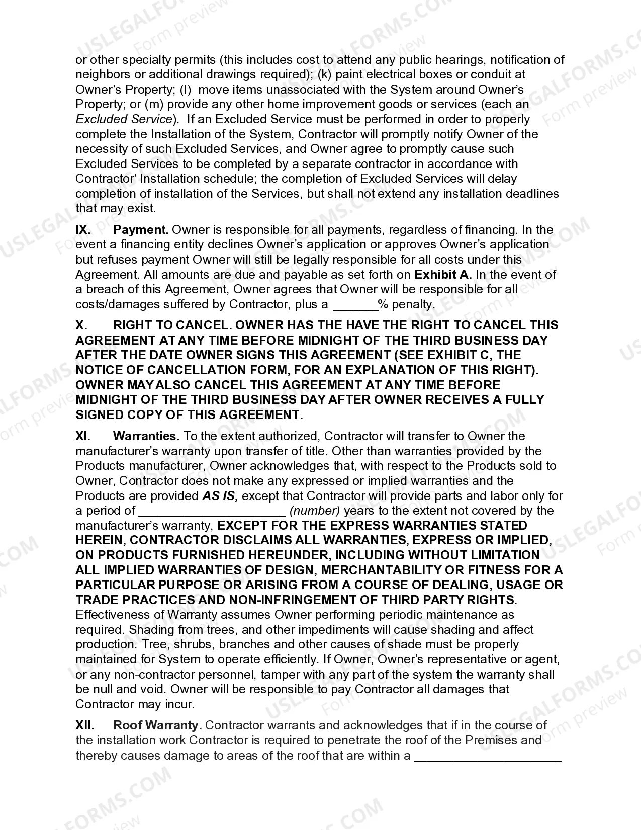 Preview Solar Installation Agreement