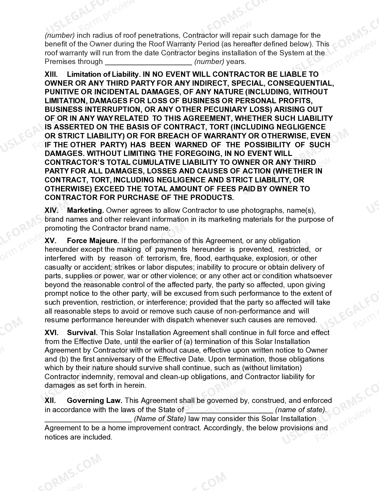 Preview Solar Installation Agreement