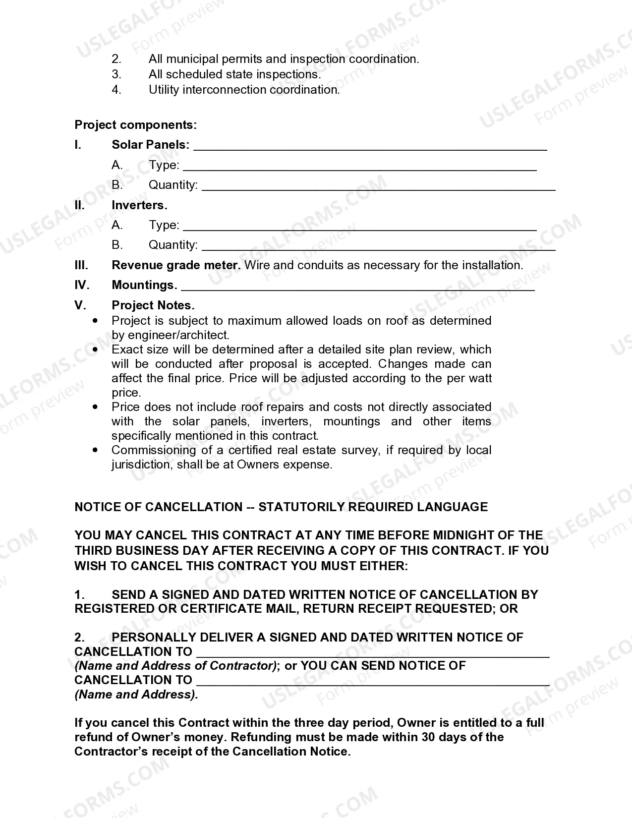 Preview Solar Installation Agreement