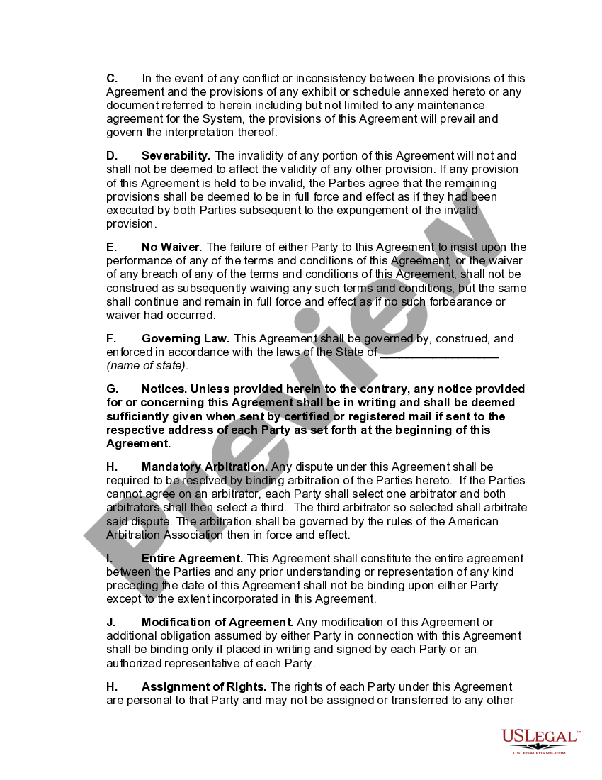 South Carolina Hardware Purchase and Software License Agreement US