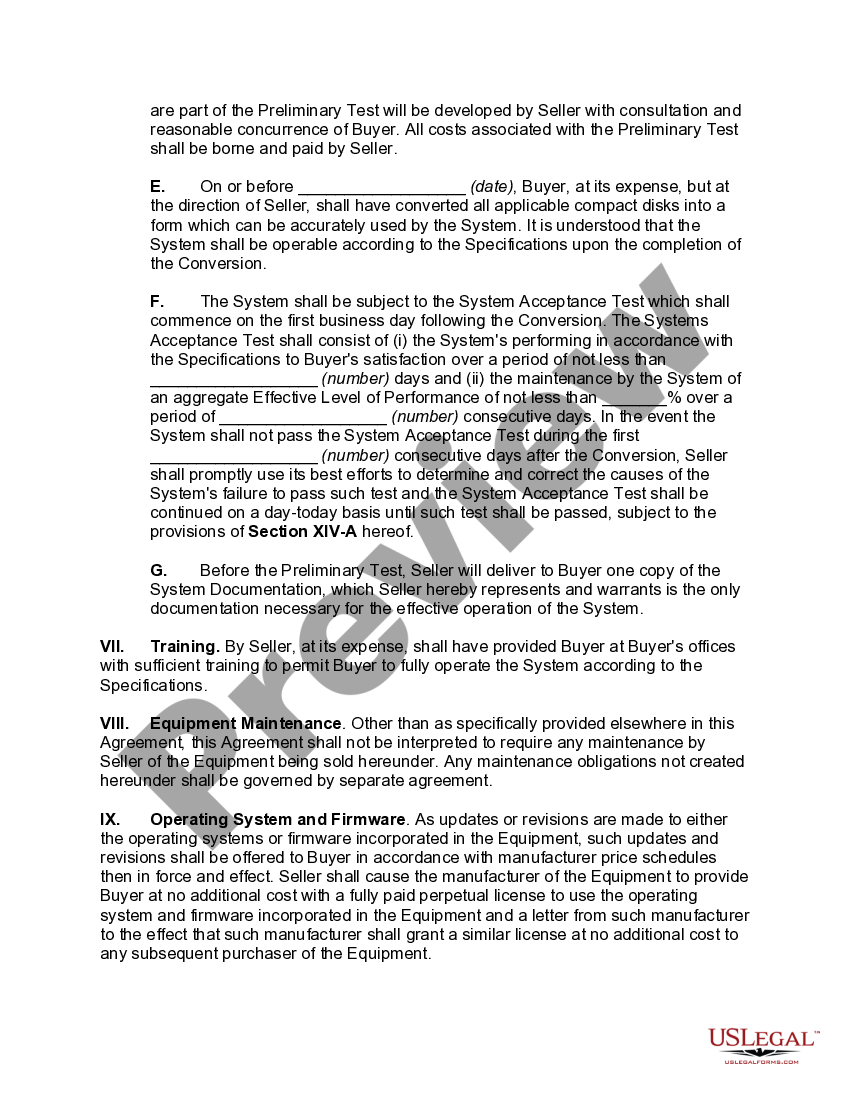 Idaho Hardware Purchase and Software License Agreement US Legal Forms