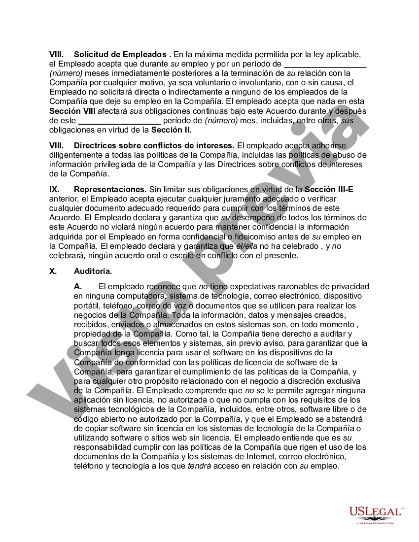 Preview Acuerdo de Empleo a Voluntad e Información Confidencial y Cesión de Invención