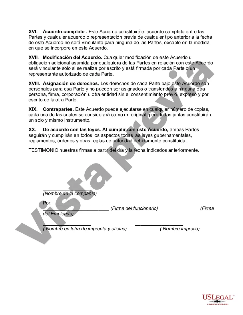 Preview Acuerdo de Empleo a Voluntad e Información Confidencial y Cesión de Invención