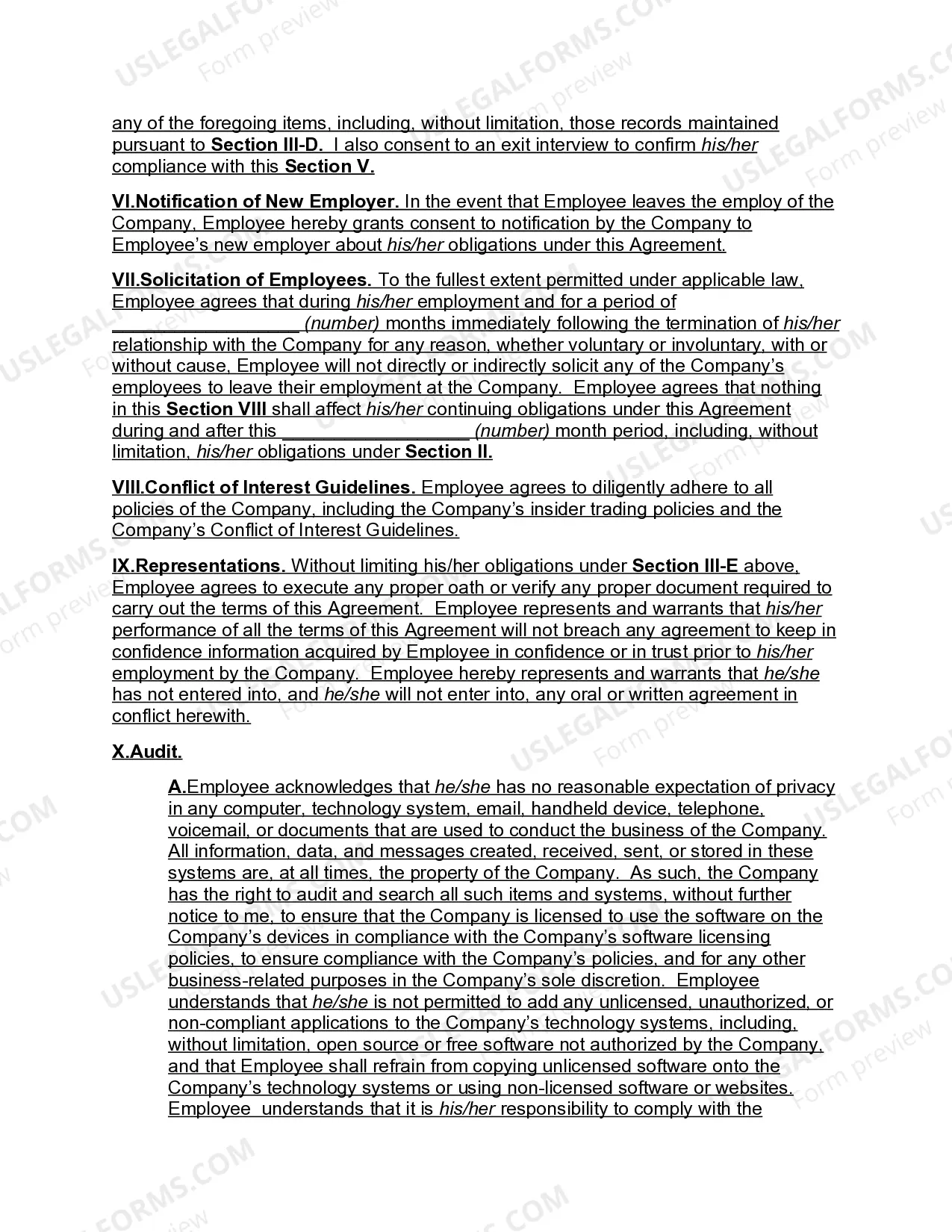 Preview At-Will Employment and Confidential Information Agreement and Invention Assignment