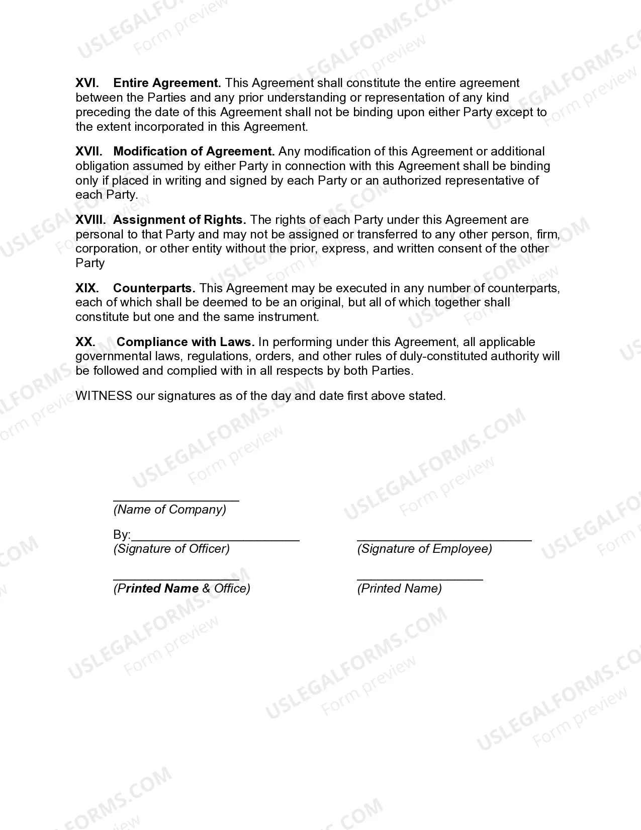 Preview At-Will Employment and Confidential Information Agreement and Invention Assignment