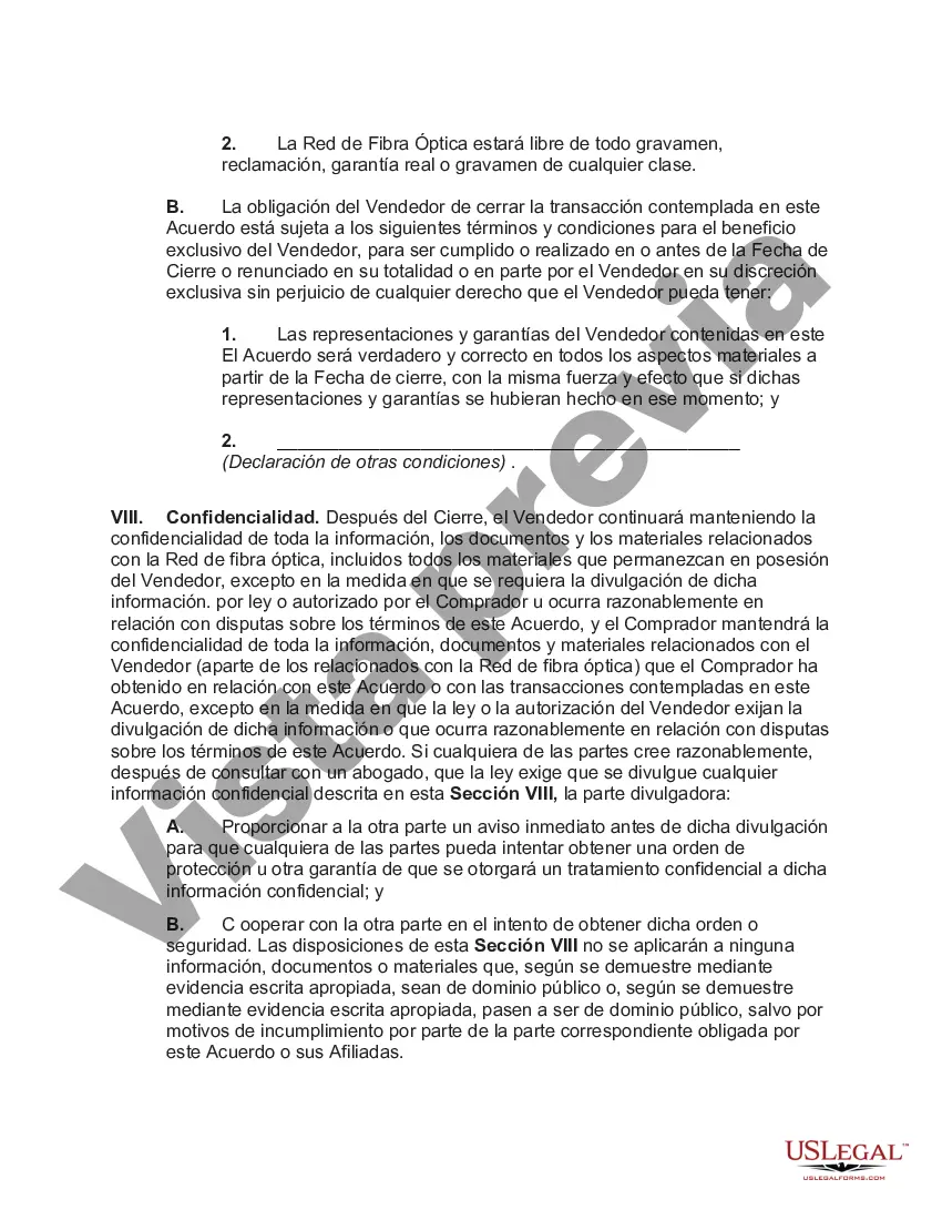Preview Compra de red de fibra óptica como parte de un acuerdo de compra de activos