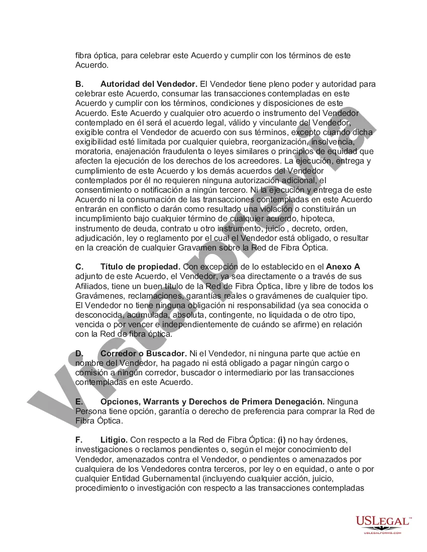 Preview Compra de red de fibra óptica como parte de un acuerdo de compra de activos