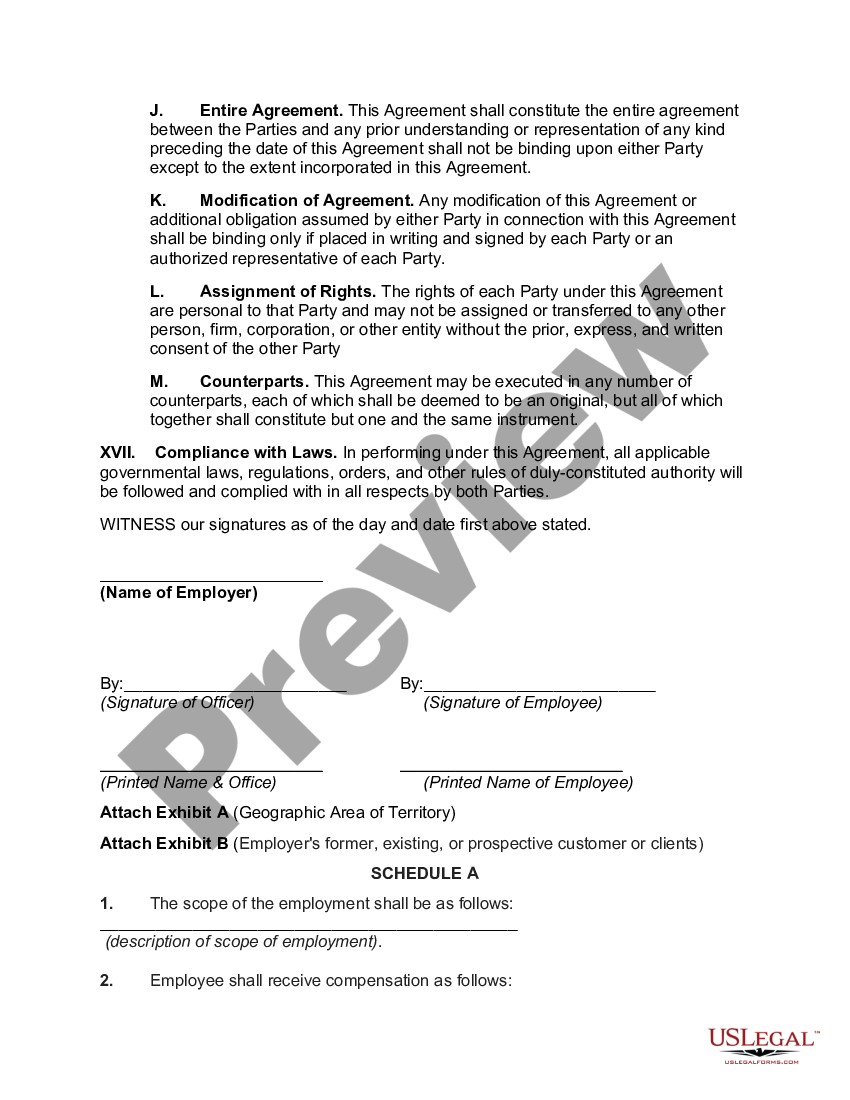 Alabama Employment Agreement between Employee and Employer in ...