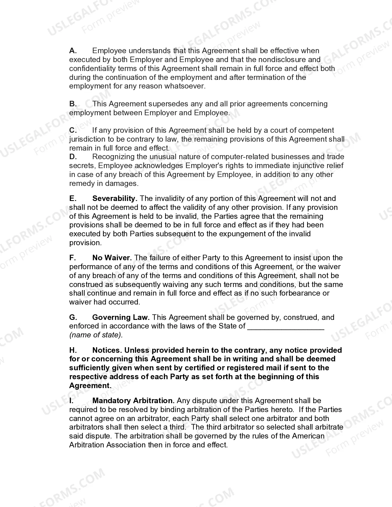 Preview Employment Agreement between Employee and Employer in Technology Business
