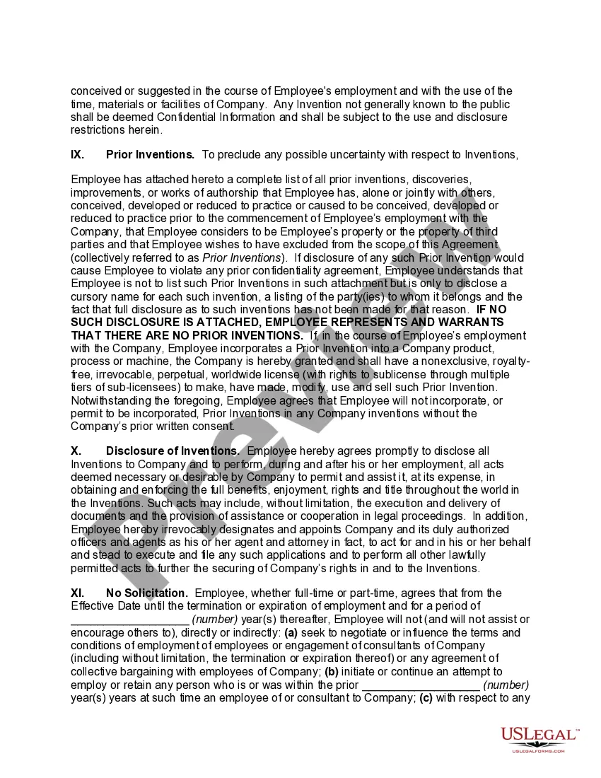 Preview Employment Non- Disclosure, Non- Solicitation, and Intellectual Property Assignment Agreement
