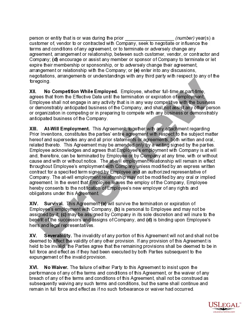 Preview Employment Non- Disclosure, Non- Solicitation, and Intellectual Property Assignment Agreement