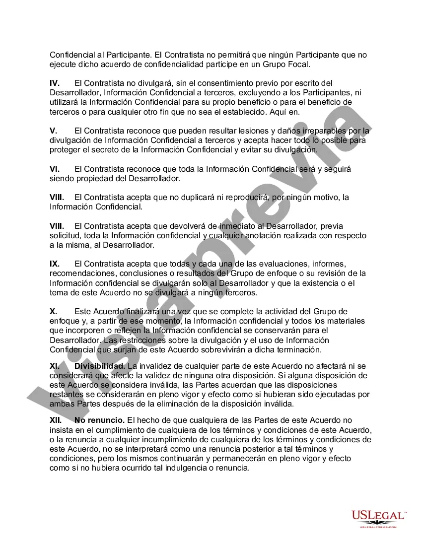 Preview Acuerdo de confidencialidad - Pruebas de grupos focales