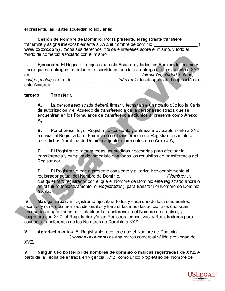 Preview Acuerdo de conciliación que prevé la transferencia del nombre de dominio