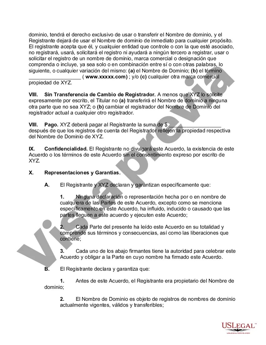 Preview Acuerdo de conciliación que prevé la transferencia del nombre de dominio
