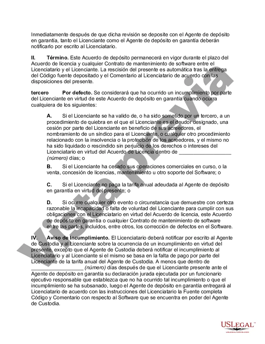 Get Acuerdo de custodia del código fuente orientado al usuario Preview Acuerdo de custodia del código fuente orientado al usuario