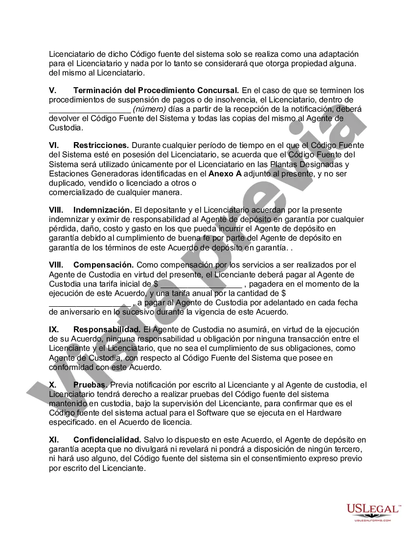 Preview Acuerdo de custodia del código fuente orientado al proveedor