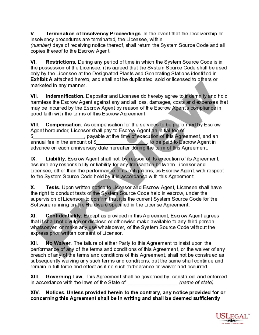 Preview Vendor Oriented Source Code Escrow Agreement