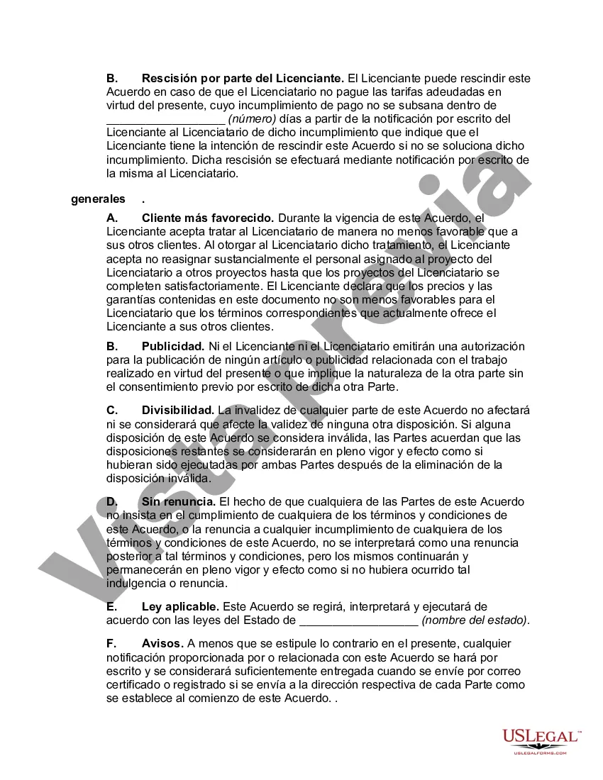 Preview Acuerdo de licencia de software con especificaciones funcionales desarrolladas por el usuario