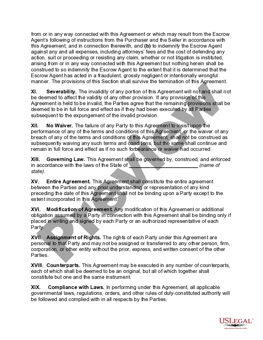 Preview Escrow Agreement for Bulk Sale Pursuant to the Uniform Commercial Code