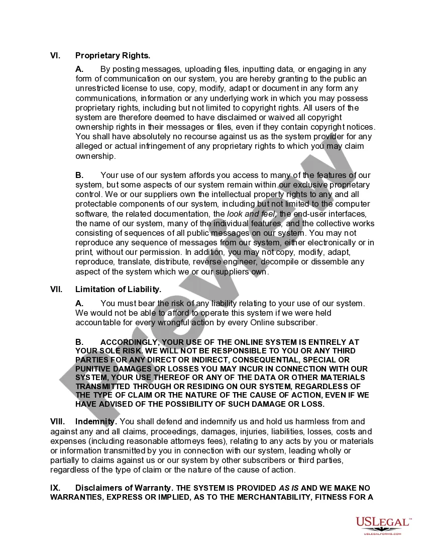 Preview Online Subscription Agreement