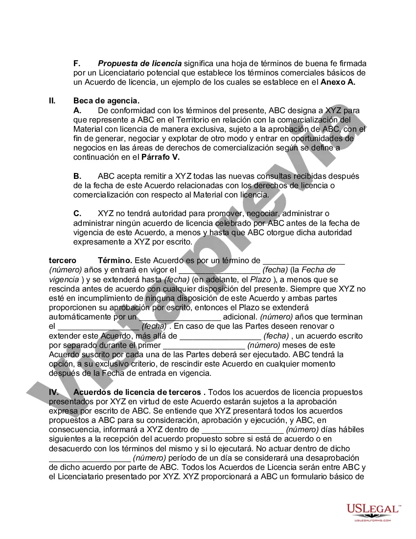 Preview Acuerdo de Representación de Licencia de Marca