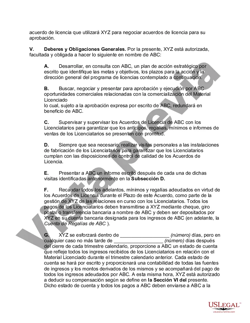 Preview Acuerdo de Representación de Licencia de Marca