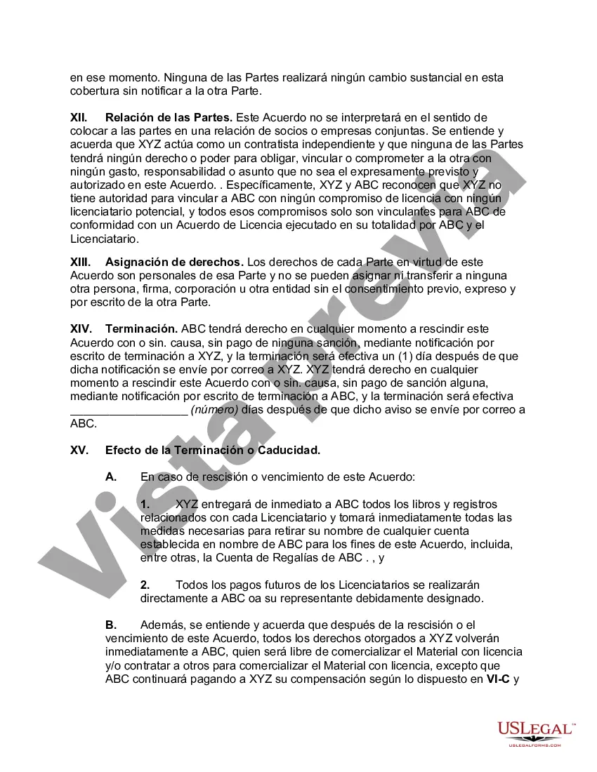 Preview Acuerdo de Representación de Licencia de Marca