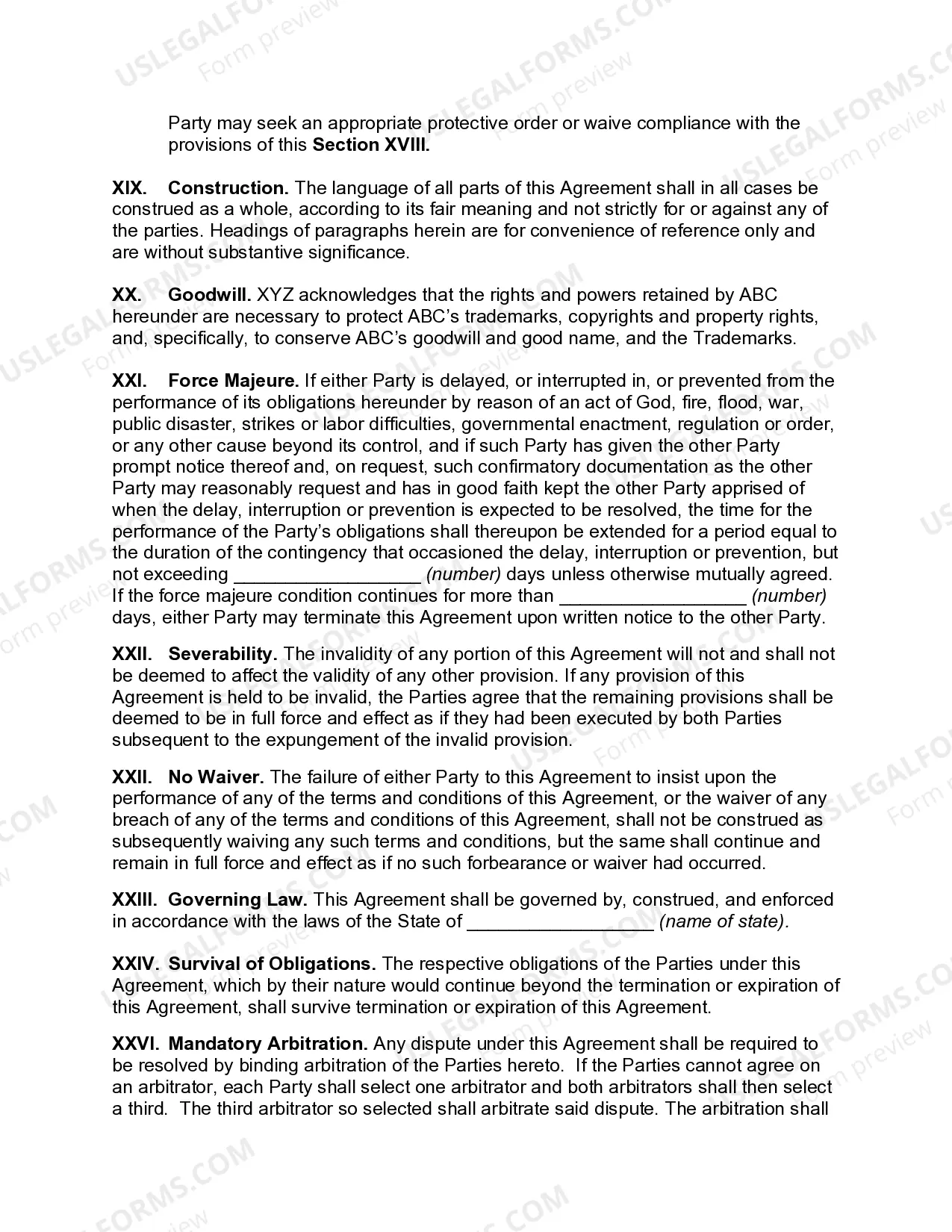 Preview Trademark License Representation Agreement