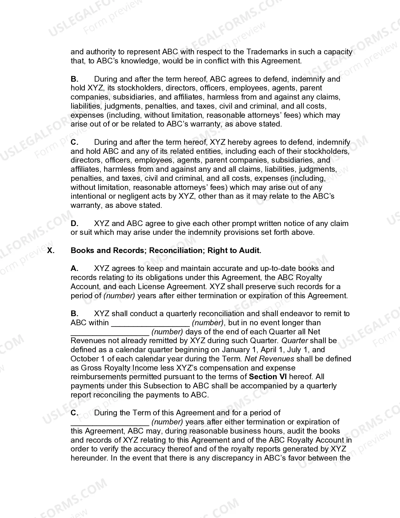 Preview Trademark License Representation Agreement